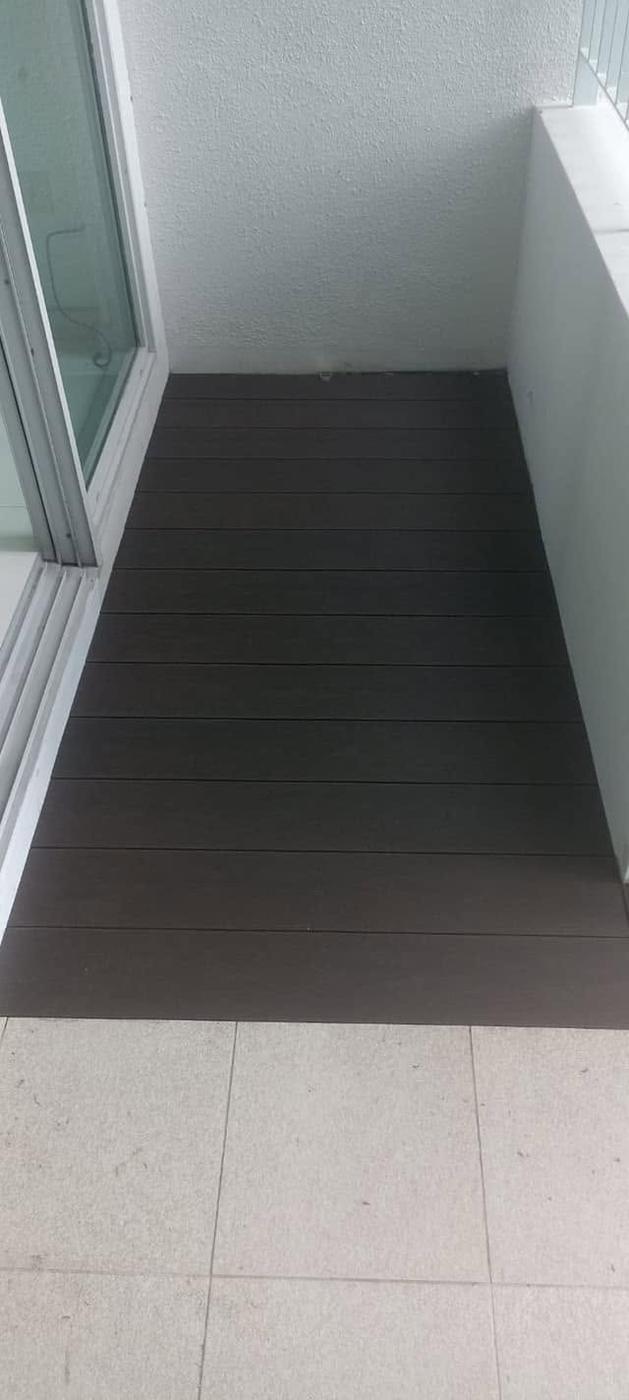 Small balcony dark deck