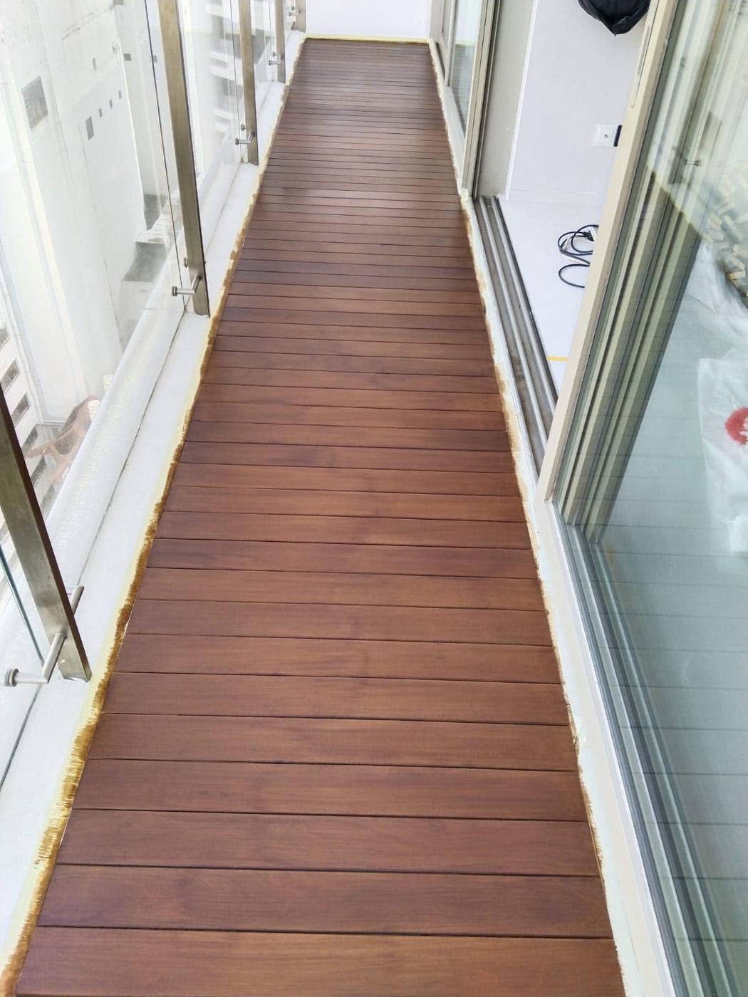 Timber balcony deck stained