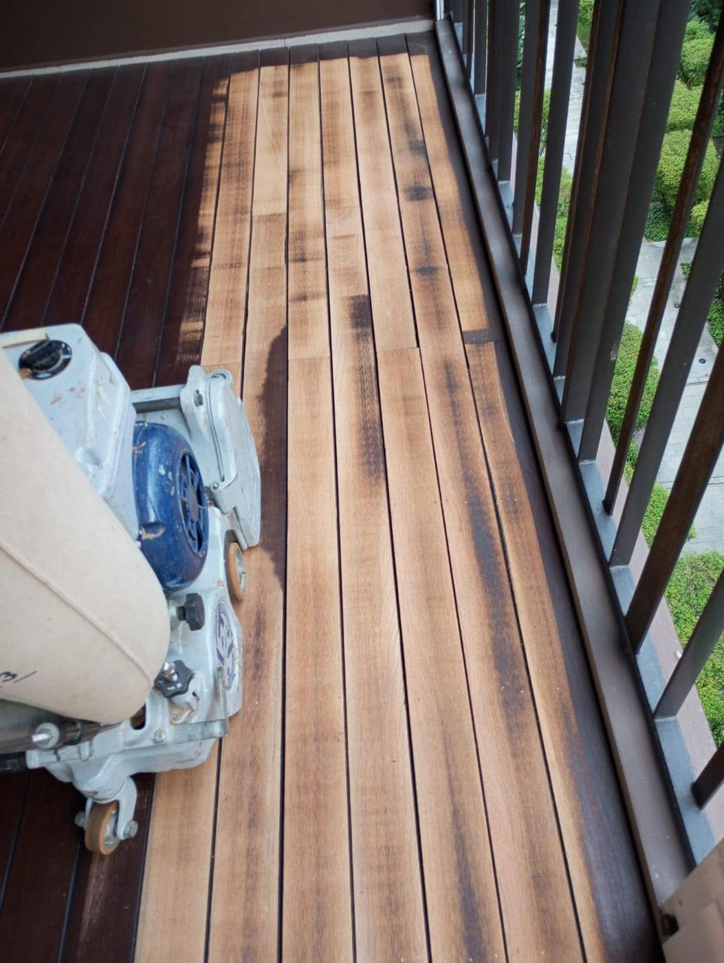 Sanding back old stain